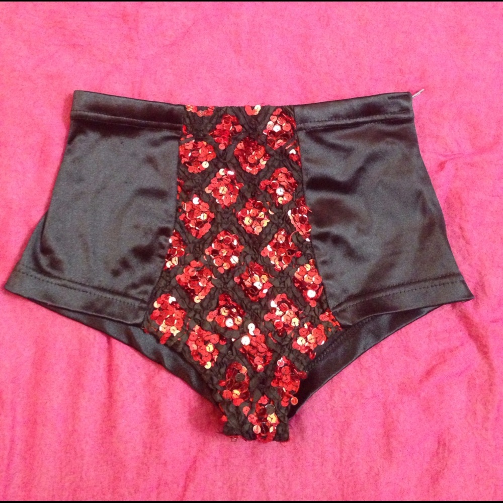High waisted sequined vintage stretch dance costume Halloween shorts S